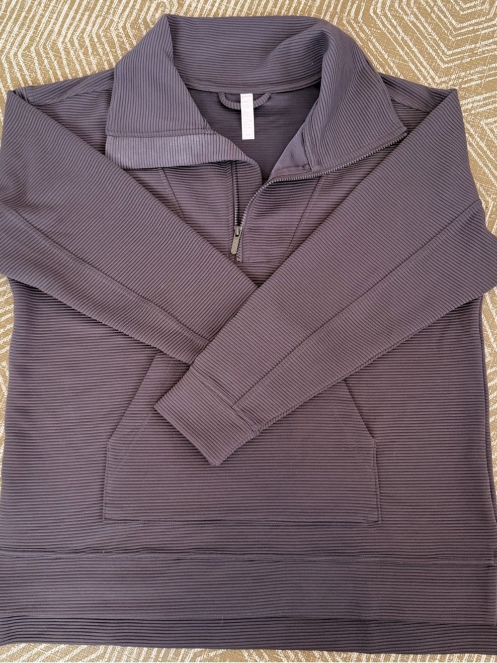 Zella Ribbed Half Zip Pullover Charcoal Gray Athleisure Top Size L